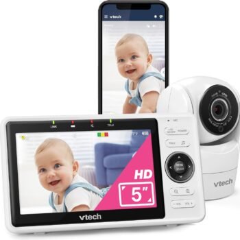 VTech JOYIN Upgraded-VTech VM901 WiFi Baby Monitor, 5-inch 720p Display, 1080p Camera, True-Color DayVision, HD NightVision, Fully Remote Pan Tilt Zoom, 2-Way Talk, Free Remote Access, Works with iOS, Android