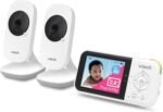 VTech VM819-2 Monitor de bebé, visualización de 2.8 pulgadas, 2 cámaras, alcance de 1000 pies, visión nocturna, audio de 2 vías, sensor de temperatura, canciones de cuna, transmisión segura, sin WiFi