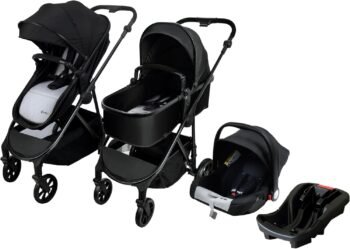 Safety 1st Sistema de Viaje-Carriola y Portabebé con base Royal 3 en 1 moisés, portabebé y asiento. Con certificado de seguridad y diseño práctico, canastilla XL, plegado compacto, marco de acero y adaptadores incluidos.