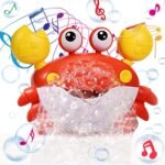 BIMOZY Juguetes para el Baño,Cangrejo Burbujeador para la Bañera,Hace Burbujas y Reproduce 12 Canciones Infantiles con Ventosa Fuerte,Regalo para Niños Niñas