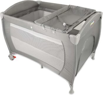 SHIMY Cuna para Bebé de Viaje 4 en 1: Corral, Cambiador, Colchoneta, Mosquitero y Funda para Transportar, Dos Alturas para Recién Nacido y Niños Hasta 3 Años, Plegable, Fácil de Armar y con Accesorios