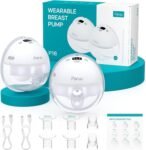 Paruu - Extractor de leche manos libres P16, extractor de leche portátil electirc portátil con 4 modos y 12 niveles, máximo 309 mmHg de succión fuerte 19/21/24 mm, insertos de brida de 19/21/24 mm