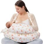 BOSTOM.F Almohada de Lactancia Cojín de Lactancia Multiusos Posicionador Embarazo Funda Removible, Alivia el Dolor de Brazos y Lumbar Durante la Lactancia, con Correa Ajustable y Almohadas(Rosa)