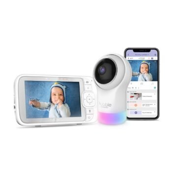 HUBBLE CONNECTED Nursery PAL Glow+ Monitor Inteligente para bebé con Unidad de Padres de 5 Pulgadas y visualización Wi-Fi a través de la aplicación Gratuita, luz Nocturna de 7 Colores, Entrenador de
