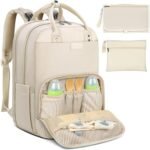 RAINSMORE Pañaleras Impermeable Multifunción Pañaleras para Bebe Multibolsillos de Gran Capacidad con Puerto USB,Mochila Pañalera de Viaje para Exteriores Con Cambiador para Bebe,Pañaleras Sin Género