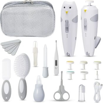 Lictin - Kit de Aseo y Cuidado del Bebés, 26 en 1 Recargable, Juego Eléctrico de Recortador de Uñas para Bebé, Kit de Cuidado de la Salud del Bebé Recién Nacido, Portátil Kit de Aseo para Bebés