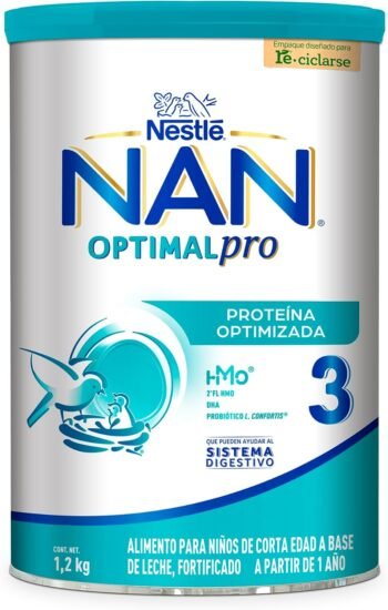 NAN 3 Fórmula en Polvo para Bebé Optimal Pro Alimento para Bebés a Base de Leche Puede Ayudar a Fortalecer el Sistema Digestivo lata 1.2kg