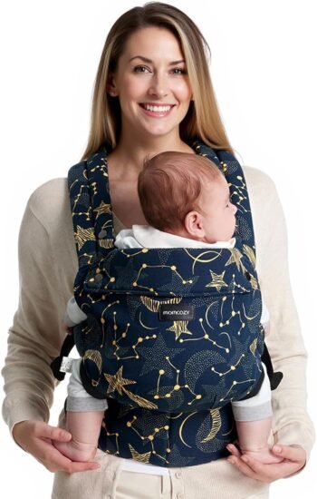 Momcozy - Portabebés para recién nacidos a niños pequeños de 3 kg a 20 kg, ergonómico, acogedor y ligero, comodidad durante todo el día para manos libres, apoyo lumbar mejorado, noche estrellada