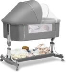 3 en 1 Cuna Plegable Para Bebe,colecho para bebe,8 Regulables en Altura Con 7 Accesorios-Cambiador,Colchones,Mosquiteras,Estera,Cinturón de Seguridad,Ruedas Giratorias de 360°,Cesta de Almacenamiento
