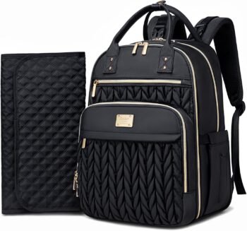 Tealari - Mochila para pañales, elegante bolsa de pañales para bebé, mochila de viaje impermeable con cambiador, correas para carriola