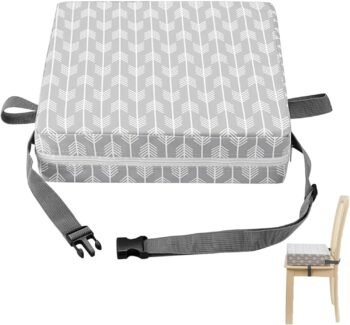 Asiento elevador para niños pequeños,asiento elevador para mesa de comedor,portátil,desmontable,ajustable,cojín elevador grueso lavable para silla de niño,cojín portátil de viaje(gris)