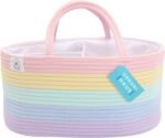 OrganiHaus Cesta Bebé para Pañales, Cambiador y Accesorios - Cesta Organizadora Bebé con Compartimentos y Asas - Cesta Almacenaje Bebe Ideal como Regalo Recién Nacido - Arcoíris Claro