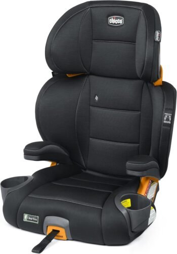 Chicco KidFit ClearTex Plus 2 en 1 Asiento elevador de posicionamiento de cinturón, asiento elevador sin respaldo y respaldo alto, para niños de 4 años en adelante y 40-100 libras | Obsidiana/Negro